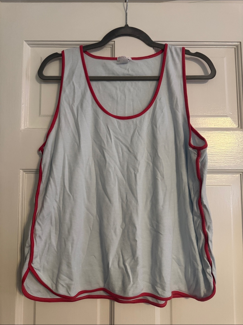 Light Blue Striped Pajamas with Red Trim - LAKE - XL - Like New